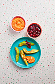 Avocado with berries and tomato dip for young and old
