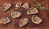 Italian crostini with poultry liver cream