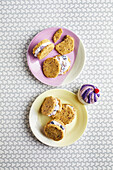 Breakfast biscuits filled with blueberry cream