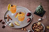 Non-alcoholic apple-orange punch with spices