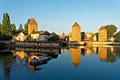 France, Bas Rhin, Strasbourg, old town listed as World Heritage by UNESCO, Petite France District, the Covered Bridges over the River Ill and St Thomas church