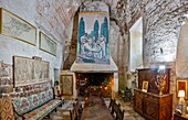 France, Tarn et Garonne, Montricoux, Montricoux castle, templar dungeon, interior view of the keep room of the keep