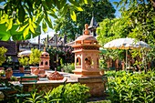 France, Haute Savoie, Rumilly, Vaulx, secret gardens, remarkable garden label, the basin and turrets of the garden delices