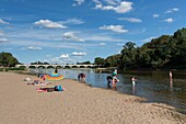 France, Indre et Loire, Loire valley listed as World Heritage by UNESCO, Tours, Tours, the beach on the Loire