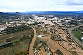 France, Var, Frejus, after the overflow of the river l'Argens (inclement weather of Monday, November 25, 2019), left the Argens, right Reyran