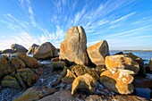 Südafrika, Westkap, Gelbe Granitformation an der Cape Columbine Coastline in Paternoster