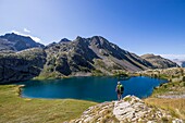 Frankreich, Alpes-Maritimes, Nationalpark Mercantour, Wanderung zu den Seen von Vens, dem großen See Superior (2325m)