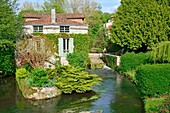 France, Dordogne, Perigord Vert, Bourdeilles, seigneurial mill (17th century) on the river Dronne