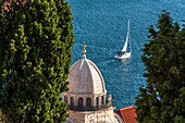 Croatia, Dalmatia, Sibenik Knin County, Dalmatian coast, Sibenik, Saint James Cathedral listed as World Heritage by UNESCO