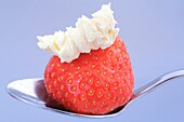 France, Oise, Chantilly, Domaine de Chantilly, restaurant du Hameau, strawberry with homemade whipped cream