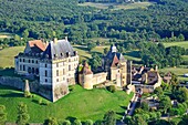 Frankreich, Dordogne, Perigord Pourpre, Schloss Biron (Luftaufnahme)