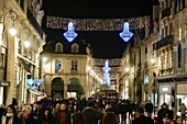 France, Cote d'Or, Dijon, area listed as World Heritage by UNESCO, Christmas lights, Rue de la Liberte