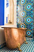 Morocco, Essaouira, Riad Salut Maroc, Story: Eccentric arty rendez-vous in a hyper vitamined riad