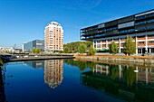 France, Bas Rhin, Strasbourg, development of port du Rhin (Rhine's harbour) and conversion of breakwater of Bassin d'Austerlitz, rehabilitation of the Seegmuller warehouse in offices, shops and accommodation by the agency Heintz-Kehr Architects and Seegmuller tower