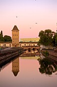 France, Bas Rhin, Strasbourg, old town listed as World Heritage by UNESCO, Petite France District, the Covered Bridges over the River Ill and Musee d'Art Moderne et Contemporain de Strasbourg also called MAMCS (Museum of Modern and Contemporary Art in Strasbourg) by architect Adrien Fainsilber