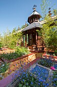 France, Haute Savoie, Rumilly, Vaulx, secret gardens, remarkable garden label, gazebos in the harlequin garden and pounded glass basin