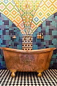 Morocco, Essaouira, Riad Salut Maroc, Story: Eccentric arty rendez-vous in a hyper vitamined riad