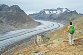 Switzerland, Valais, Aletsch region, home to largest glacier in the Alps, with 20km length