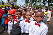 Mauritius, Rodrigues island, Saint-Gabriel cathedral, many little Rodriguans will make their first communion