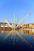 Italy, Liguria, Genoa, Porto Antico, the port with the panoramic lift designed by Renzo Piano