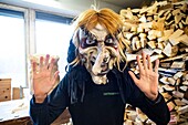 Austria, Tirol region, Breitenbach am Inn village at 10Km from Rattenberg, David a carpenter who makes the tradtionnal mask of Krampus et Perchten devils