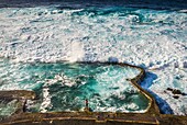 Spain, Canary Islands, El Hierro Island, Las Puntas, La Maceta, elevated view of the La Maceta swimming area