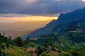 Vietnam, Bac Ha, landscape, rice fileds in terrace