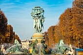 France, Paris, Garden of the Great Explorers, the fountain Carpeaux or fountain of the Quatres Parties of the World