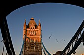 United Kingdom, London, Tower Bridge, swing bridge across the Thames, between the districts of Southwark and Tower Hamlets