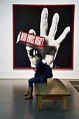 United Kingdom, London, Southwark district, the Tate Modern, Museum of Contemporary Art, Who owns what?, artwork by Barbara Kruger (2012)