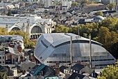 France, Indre et Loire, Loire valley listed as World Heritage by UNESCO, Tours, International Congress Center Vinci built by Jean Nouvel, station area