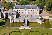 France, Loir et Cher, Loire Valley, listed as UNESCO World Heritage, St Denis sur Loire Castle (aerial view)