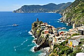 Italien, Ligurien, Nationalpark Cinque Terre, von der UNESCO zum Weltkulturerbe erklärt, das Dorf Vernazza