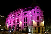 France, Cote d'Or, Dijon, area listed as World Heritage by UNESCO, Christmas lights, the post office Place Grangier