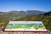 France, Alpes-de-Haute-Provence, Regional Natural Park of Verdon, Castellane, panorama from the top of the Roc on the valley and the Crest and mountain of Aup (1726m)