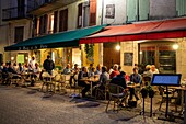 Frankreich, Alpes-de-Haute-Provence, Regionaler Naturpark Verdon, Castellane, Restaurantterrasse La Main à la Pâte