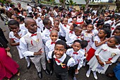 Mauritius, Rodrigues island, Saint-Gabriel cathedral, many little Rodriguans will make their first communion