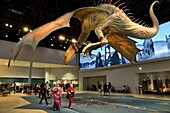 United Kingdom, Hertfordshire, Leavesden, Leavesden Film Studios, Harry Potter Studio Tour London, the scene of the eight Harry Potter movies' making of, giant flying dragon overlooking the visitors at the entrance of the exhibition