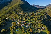 France, Isere, Chartreuse mountain, Saint-Martin-le-Vinoux near Grenoble, Narbonne village (aerial shot)