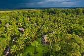 Papua New Guinea, East Sepik Province, Sepik River Region, Kanganamun Village, House of Spirits (Haustambaran) named Walimbi (Aerial View)