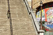 France, Paris, staircase in rye Fresnel (Fresnel street)