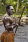 Indonesia, Papua, Asmat district, Per village, greeting ceremony