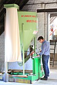 France, Pas de Calais, Houlle, Persyn distillery founded in 1812 and specialized in juniper (eau de vie), Lionel Persyn at work