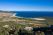 Spain, Andalucia, province of Cadix, around Tarifa, duna de Bolonia and the Moroccan coast far ahead