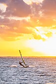 Mauritius, Riviere Noire district, Le Morne Peninsula, windsurfer