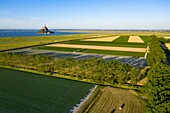 France, Manche, The Mont Saint Michel from a drone machine