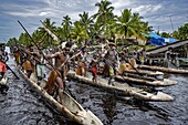 Indonesia, Papua, Asmat district, Per village, greeting ceremony