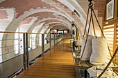 France, Loiret, Loire valley listed as World Heritage by UNESCO, Châteauneuf-sur-Loire, the Loire Marine Museum in the old stables of the castle, reconstruction of a loading dock with goods