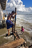 Indonesia, Papua, Sorong, papuan shantytown on stilts