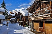 Switzerland, Valais, Lotschental valley, Wiler, stables